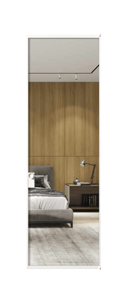 Алюминиевая дверь АЛПЛ040.01 Алюминий Белый Двустороннее зеркало, триплекс 6 мм, триплекс 6 мм Цена 695520  | Volhovec