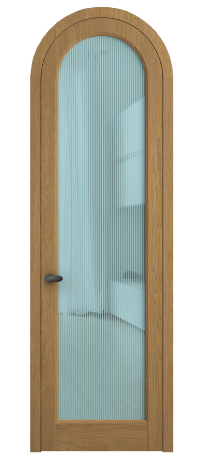 Межкомнатная дверь Палаццо 6814 Дуб солнечный матовый Рифлёное голубое стекло "Дюна", триплекс Цена 1432100 AMD | Volhovec