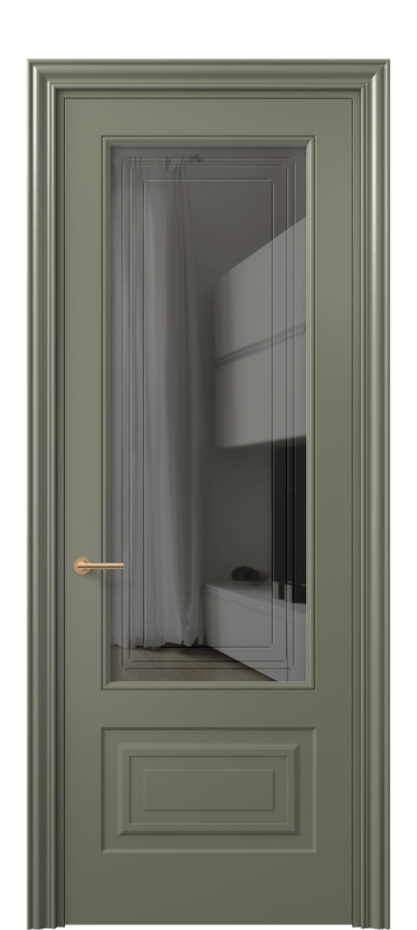 Межкомнатная дверь Mascot 8442 Матовый оливковый тёмный Прозрачное серое стекло с гравировкой "Грани", триплекс, 7 мм Цена 418661 AMD | Volhovec