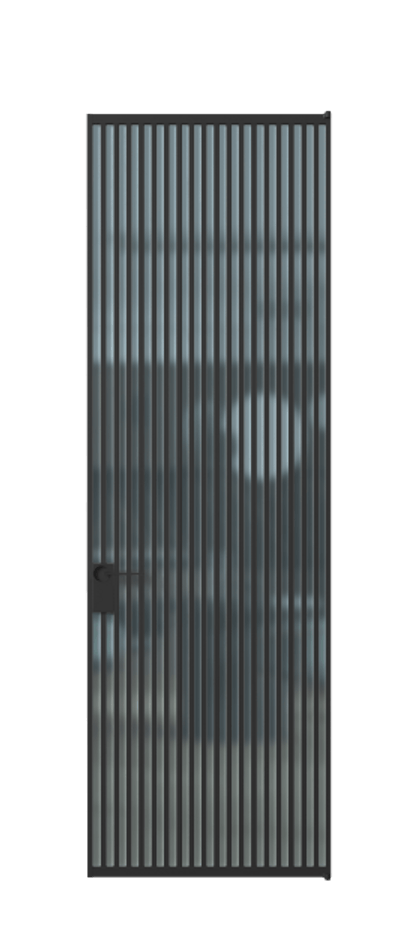 Алюминиевая дверь АЛПЛ040.06 Алюминий Черный Сатинированное голубое стекло, триплекс Цена 1146020  | Volhovec