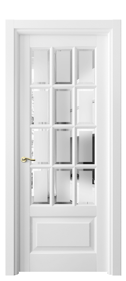 Межкомнатная дверь Лигнум 0728 Матовый белоснежный Сатинированное стекло с фацетом Цена 811300 AMD | Volhovec