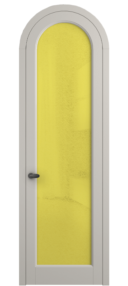 Межкомнатная дверь Палаццо 6814 Матовый облачно-серый Фактурное жёлтое стекло "Лёд", триплекс Цена 884500 AMD | Volhovec