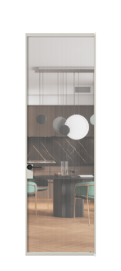 Алюминиевая дверь АЛПЛ040.01 Алюминий тёплый серый Рифлёное стекло "Moru", триплекс Цена 846840  | Volhovec