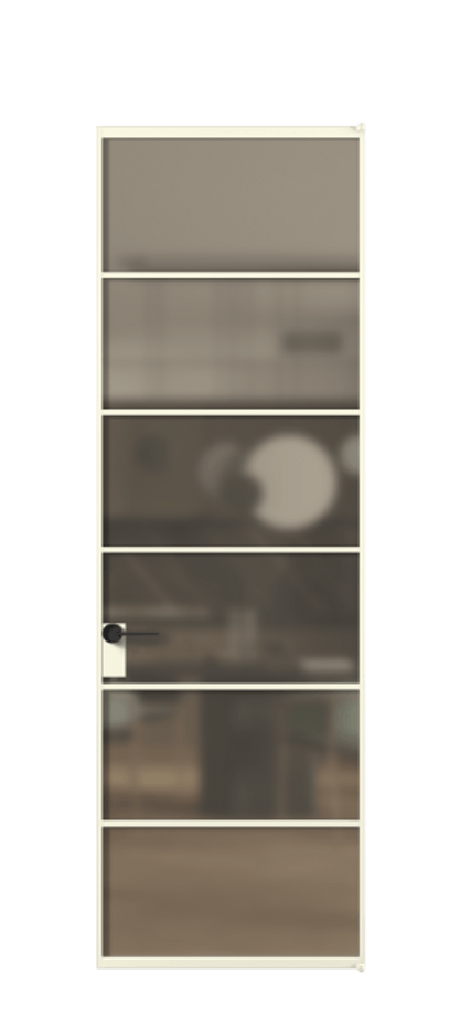 Алюминиевая дверь АЛПЛ040.04 Алюминий молочно-белый Сатинированное бронзовое стекло, триплекс Цена 866810  | Volhovec