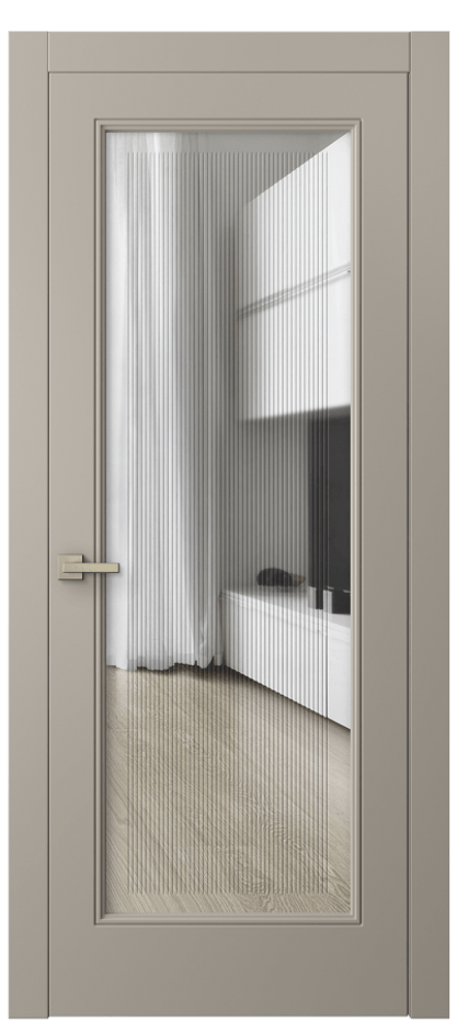 Межкомнатная дверь Линия 8300 Матовый бисквитный Прозрачное стекло с гравировкой "Каннелюры", триплекс Цена 564470 AMD | Volhovec