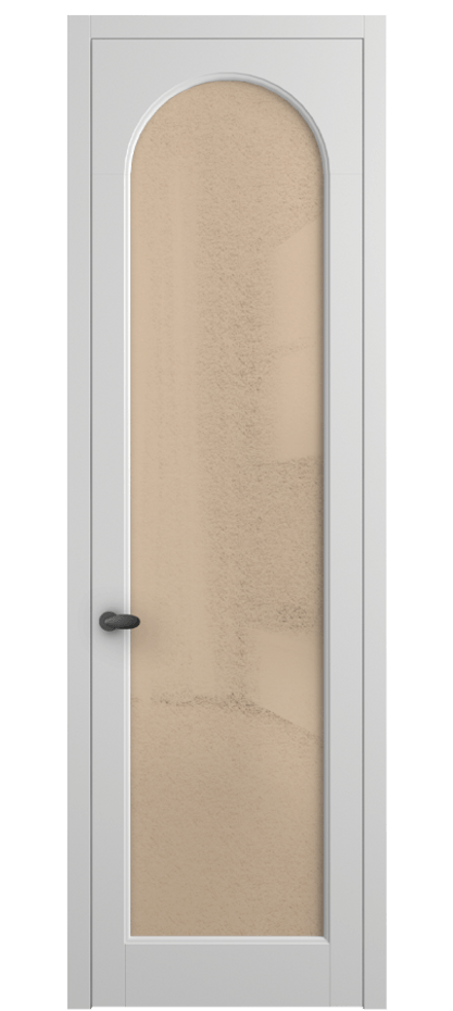 Межкомнатная дверь Палаццо 6804 Матовый белоснежный Фактурное оранжевое стекло "Лёд", триплекс Цена 694800 AMD | Volhovec