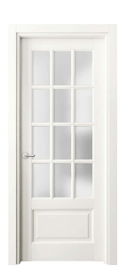 Межкомнатная дверь Тоскана Грильято 6313 Матовый жемчужный Сатинированное стекло Цена 114199 ₽ | Volhovec