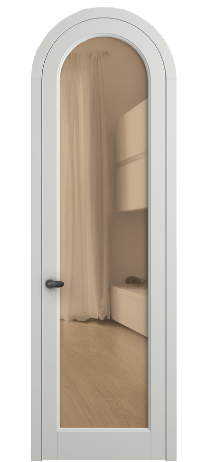 Межкомнатная дверь Палаццо 6814 Матовый светло-серый Прозрачное оранжевое стекло, триплекс Цена 844100 AMD | Volhovec