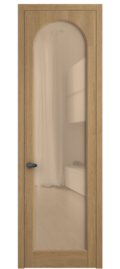 Межкомнатная дверь Палаццо 6804 Дуб пшеничный матовый Рифлёное оранжевое стекло "Дюна", триплекс Цена 1069100 AMD | Volhovec