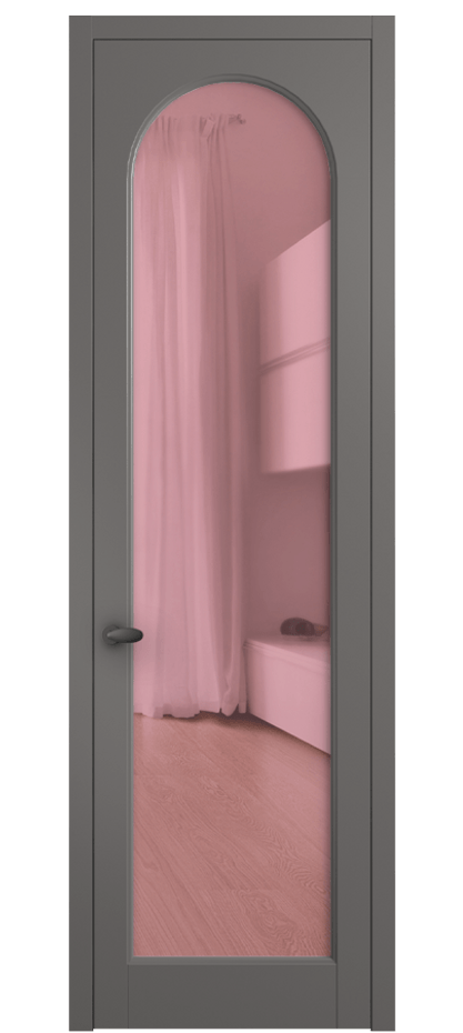 Межкомнатная дверь Палаццо 6804 Матовый классический серый Прозрачное розовое стекло, триплекс Цена 654400 AMD | Volhovec