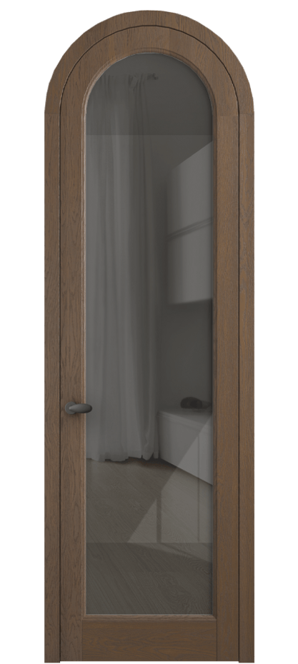 Межкомнатная дверь Палаццо 6814 Дуб туманный матовый Рефлективное серое стекло "Стопсол", калёное Цена 1445600 AMD | Volhovec