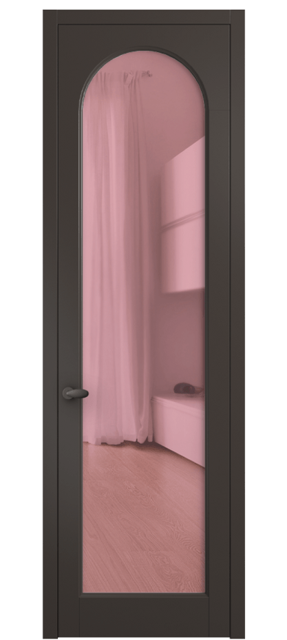 Межкомнатная дверь Палаццо 6804 Матовый антрацит Прозрачное розовое стекло, триплекс Цена 654400 AMD | Volhovec