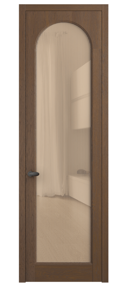 Межкомнатная дверь Палаццо 6804 Дуб каштановый матовый Рифлёное оранжевое стекло "Дюна", триплекс Цена 1069100 AMD | Volhovec