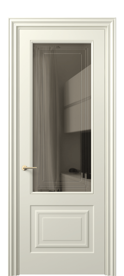 Межкомнатная дверь Mascot 8452 Матовый молочно-белый Прозрачное бронзовое стекло с гравировкой "Грани", триплекс, 7 мм Цена 418661 AMD | Volhovec