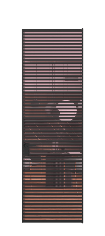 Алюминиевая дверь АЛПЛ040.07 Алюминий Черный Прозрачное розовое стекло, триплекс Цена 34496200  | Volhovec