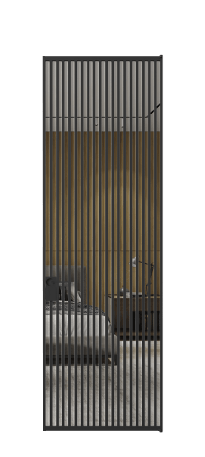 Алюминиевая дверь АЛПЛ040.06 Алюминий Черный Двустороннее зеркало, триплекс , триплекс 6 мм Цена 8860  | Volhovec