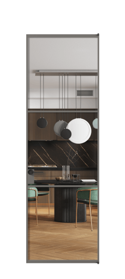 Алюминиевая дверь АЛПЛ040.03 Алюминий классический серый Прозрачное стекло "Crystal Vision", калёное, 6 мм Цена 792100  | Volhovec