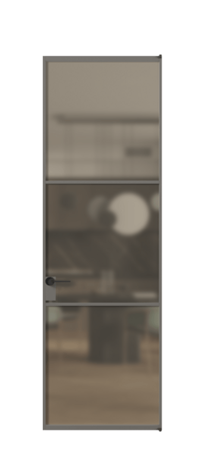 Алюминиевая дверь АЛПЛ040.03 Алюминий классический серый Сатинированное бронзовое стекло, триплекс Цена 836050  | Volhovec