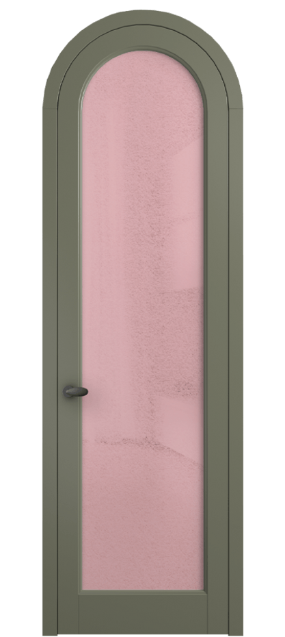 Межкомнатная дверь Палаццо 6814 Матовый оливковый тёмный Фактурное розовое стекло "Лёд", триплекс Цена 884500 AMD | Volhovec
