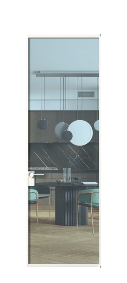 Алюминиевая дверь АЛПЛ040.01 Алюминий Белый Прозрачное голубое стекло, триплекс, 6мм Цена 695520  | Volhovec