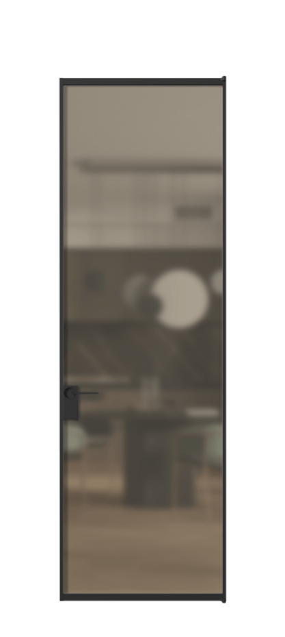 Алюминиевая дверь АЛПЛ040.01 Алюминий Черный Сатинированное бронзовое стекло, триплекс Цена 695520  | Volhovec