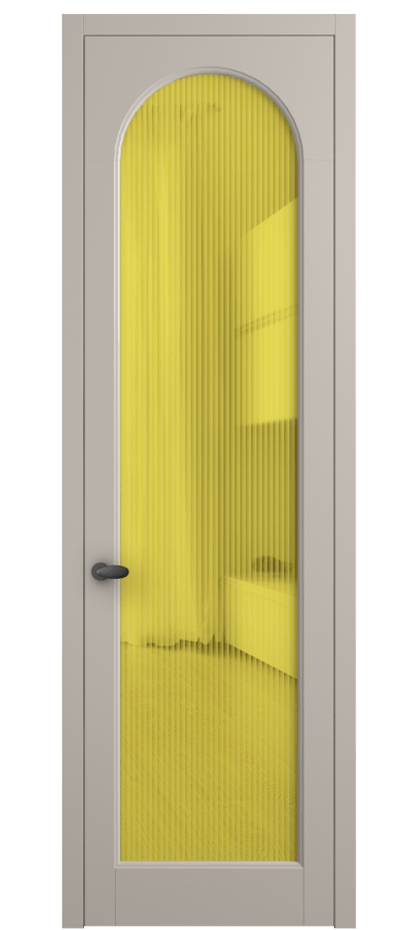 Межкомнатная дверь Палаццо 6804 Матовый светло-бежевый Рифлёное жёлтое стекло "Moru", триплекс Цена 708300 AMD | Volhovec