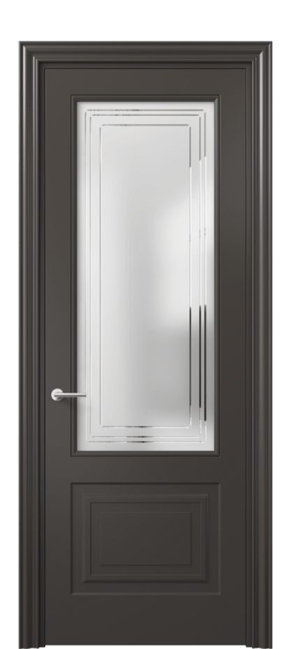 Межкомнатная дверь Mascot 8452 Матовый антрацит Сатинированное стекло с гравировкой "Грани", триплекс, 7 мм Цена 77599 ₽ | Volhovec