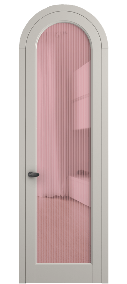 Межкомнатная дверь Palazzo 6814 Матовый облачно-серый Рифлёное розовое стекло "Moru", триплекс Цена 898000 AMD | Volhovec