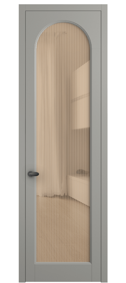 Межкомнатная дверь Палаццо 6804 Матовый нейтральный серый Рифлёное оранжевое стекло "Moru", триплекс Цена 708300 AMD | Volhovec