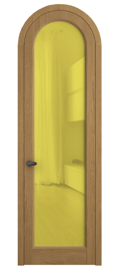 Межкомнатная дверь Палаццо 6814 Дуб солнечный матовый Рифлёное желтое стекло "Дюна", триплекс Цена 1432100 AMD | Volhovec