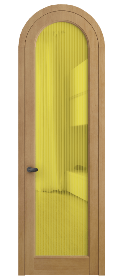 Межкомнатная дверь Палаццо 6814 Бук натуральный матовый Рифлёное жёлтое стекло "Мору", триплекс Цена 179739 ₽ | Volhovec