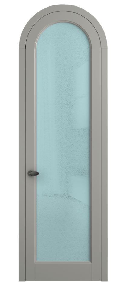 Межкомнатная дверь Палаццо 6814 Матовый нейтральный серый Фактурное голубое стекло "Лёд", триплекс Цена 884500 AMD | Volhovec