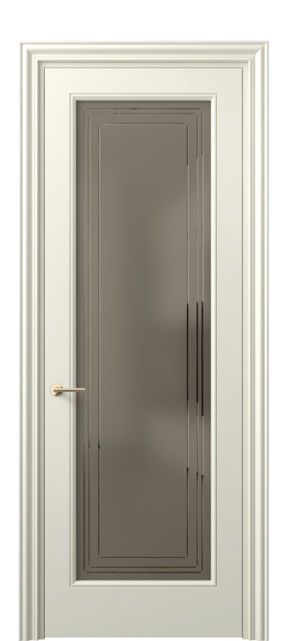 Межкомнатная дверь Маскот 8400 Матовый молочно-белый Сатинированное бронзовое стекло с гравировкой "Грани", триплекс Цена 450660 AMD | Volhovec