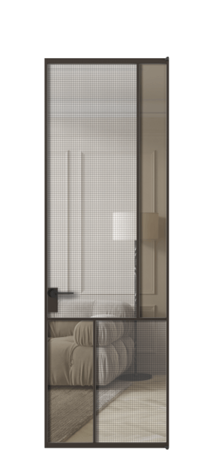 Дверь межкомнатная Mosaic АЛПЛ041.21 Алюминий антрацит Декоративное стекло с сеткой "Mesh silver", триплекс, 6 мм + Прозрачное бронзовое стекло, триплекс Без короба ААН Цена 8660 Стоимость комплекта двери включает:
1. Полотно (600/650/700/750/800/850/900/950*2000-2400 мм).
2. Короб
3. Комплект фурнитуры (2 торцевые петли и магнитный замок с ответной планкой). Фабрика дверей Волховец 8 (800) 551 43 19 Межкомнатная дверь Mosaic АЛПЛ041.21 Алюминий антрацит Декоративное стекло с сеткой "Mesh silver", триплекс, 6 мм + Прозрачное бронзовое стекло, триплекс Цена 8660 AZE | Volhovec
