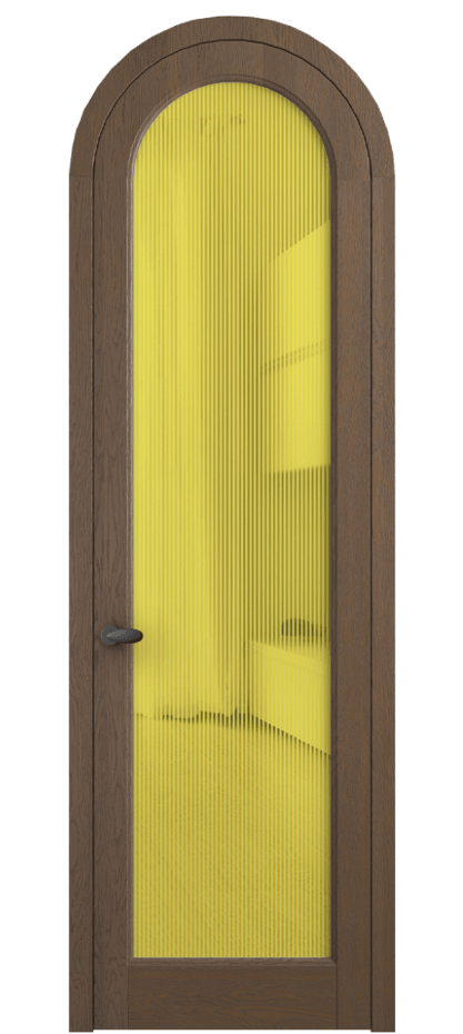 Межкомнатная дверь Палаццо 6814 Дуб туманный матовый Рифлёное желтое стекло "Дюна", триплекс Цена 1432100 AMD | Volhovec
