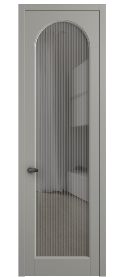 Межкомнатная дверь Палаццо 6804 Матовый нейтральный серый Рифлёное серое стекло "Мору", триплекс Цена 708300 AMD | Volhovec
