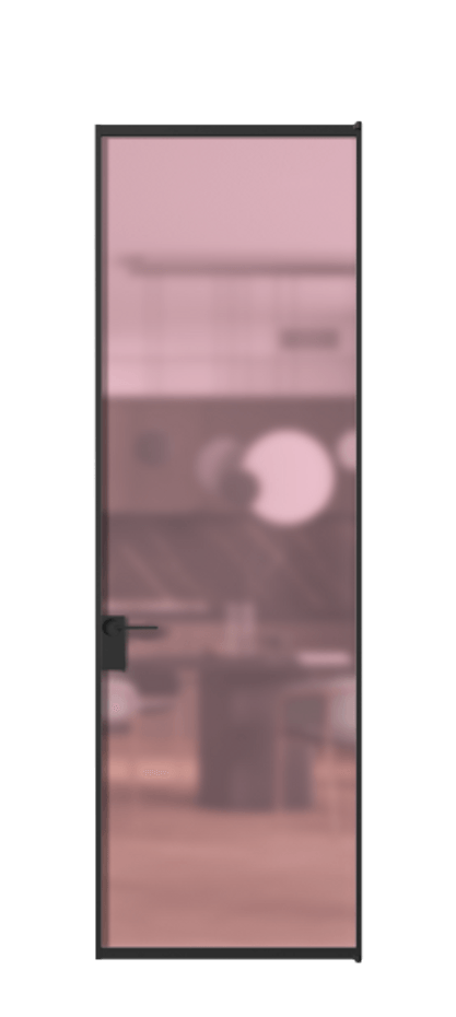 Алюминиевая дверь АЛПЛ040.01 Алюминий Черный Сатинированное розовое стекло, триплекс Цена 695520  | Volhovec
