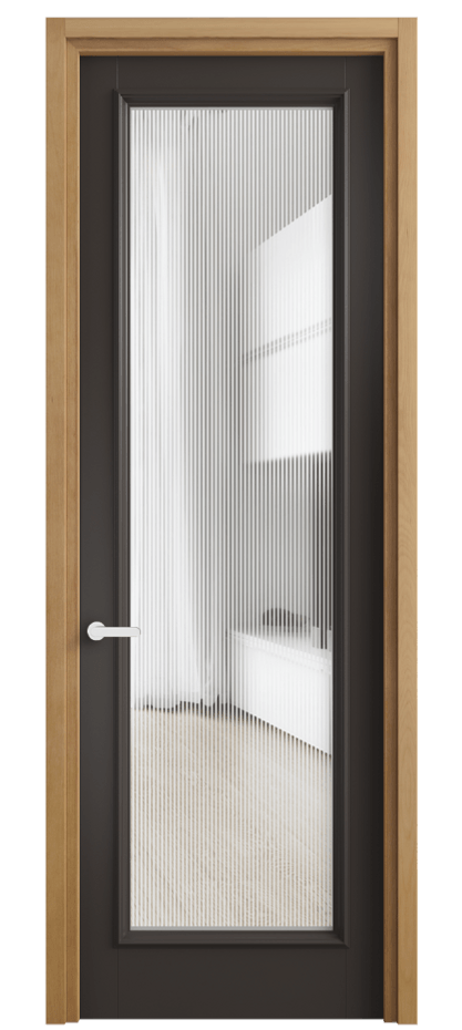 Межкомнатная дверь Шарм 6702 Матовый антрацит Рифлёное стекло "Дюна", триплекс Цена 717600 AMD | Volhovec