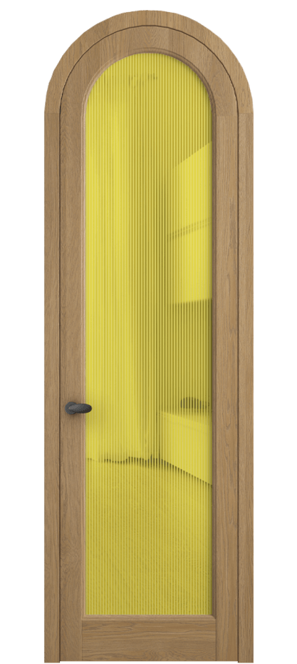 Межкомнатная дверь Палаццо 6814 Дуб пшеничный матовый Рифлёное желтое стекло "Дюна", триплекс Цена 1432100 AMD | Volhovec