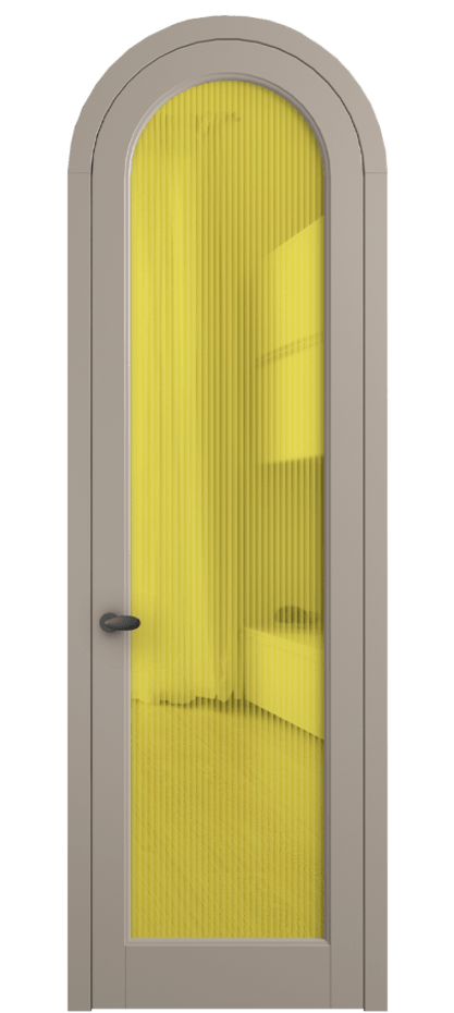 Межкомнатная дверь Палаццо 6814 Матовый бисквитный Рифлёное жёлтое стекло "Мору", триплекс Цена 898000 AMD | Volhovec