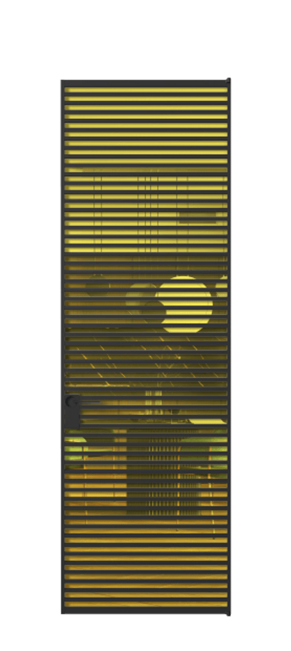 Алюминиевая дверь АЛПЛ040.07 Алюминий Черный Прозрачное жёлтое стекло, триплекс Цена 34496200  | Volhovec