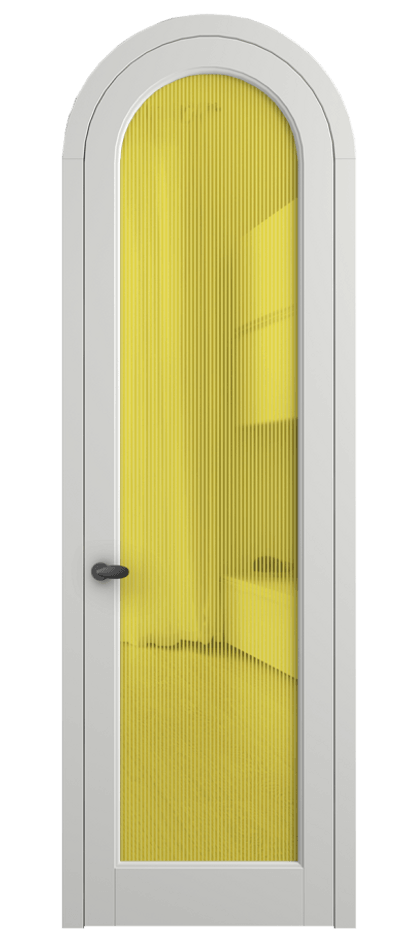 Межкомнатная дверь Палаццо 6814 Матовый светло-серый Рифлёное желтое стекло "Дюна", триплекс Цена 884500 AMD | Volhovec