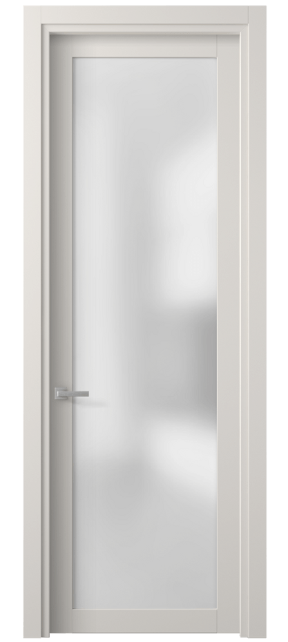 Межкомнатная дверь Планум 2102 Матовый пудровый белый Сатинированное стекло Цена 341240 AMD | Volhovec