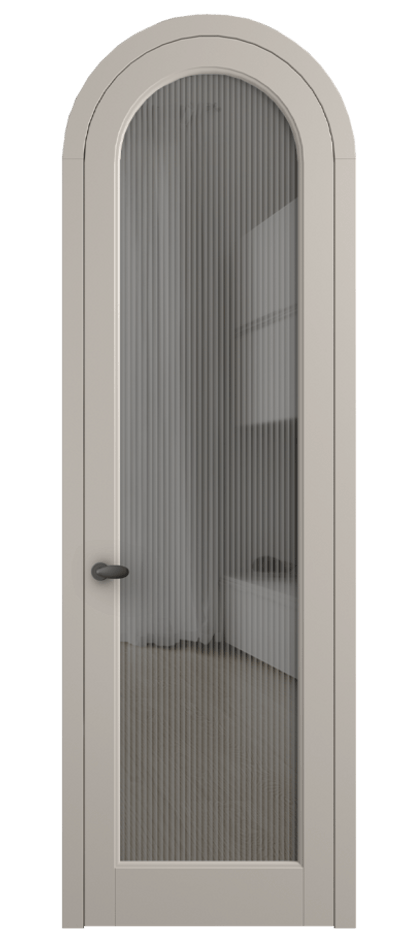 Межкомнатная дверь Палаццо 6814 Матовый светло-бежевый Рифлёное серое стекло "Moru", триплекс Цена 898000 AMD | Volhovec