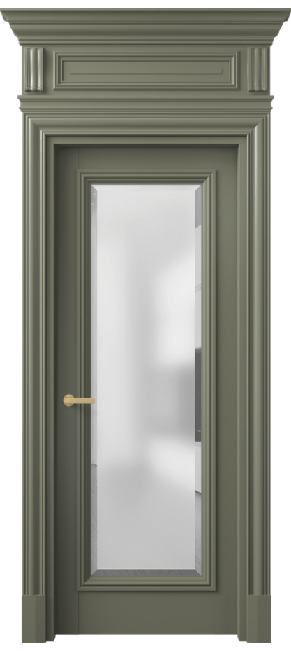 Межкомнатная дверь Антик 7300 Матовый оливковый тёмный Сатинированное стекло с фацетом Цена 1110120 AMD | Volhovec