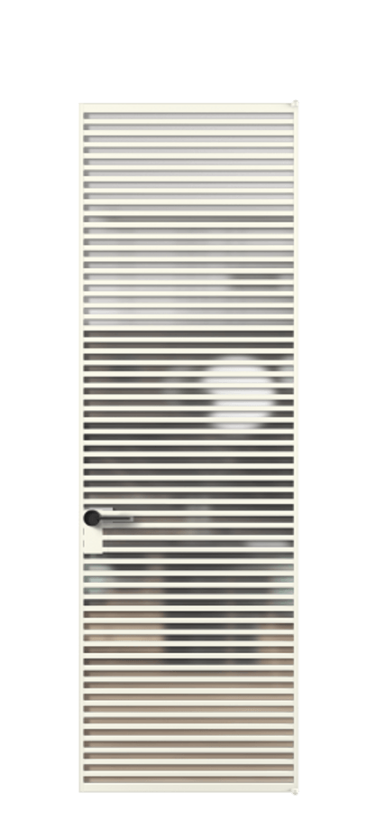 Алюминиевая дверь АЛПЛ040.07 Алюминий жемчужный Сатинированное стекло "Matelux Crystal Vision", калёное, матовое, каленое 6 мм Цена 1570610  | Volhovec