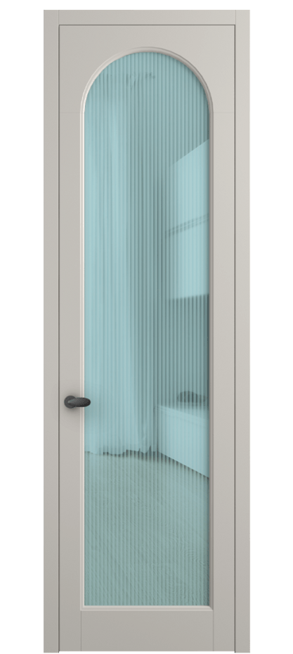 Межкомнатная дверь Палаццо 6804 Матовый облачно-серый Рифлёное голубое стекло "Moru", триплекс Цена 708300 AMD | Volhovec