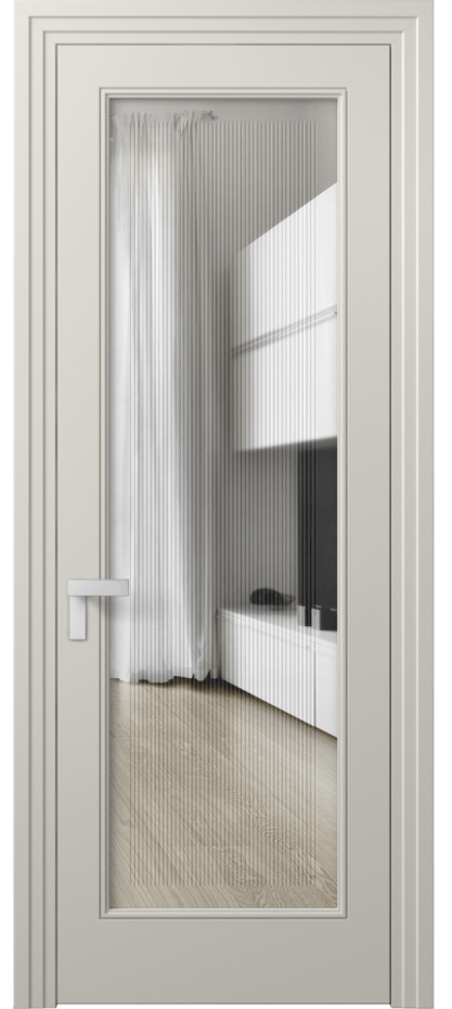 Межкомнатная дверь Rocca 8300 Матовый облачно-серый Прозрачное стекло с гравировкой "Каннелюры", триплекс Цена 495810 AMD | Volhovec