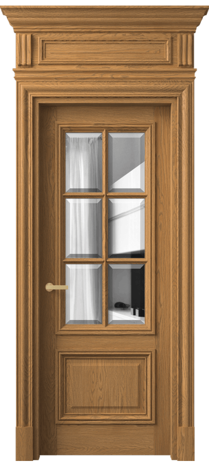 Межкомнатная дверь Антик 7312 Дуб солнечный матовый Двустороннее зеркало с фацетом, триплекс Цена 1997230 AMD | Volhovec