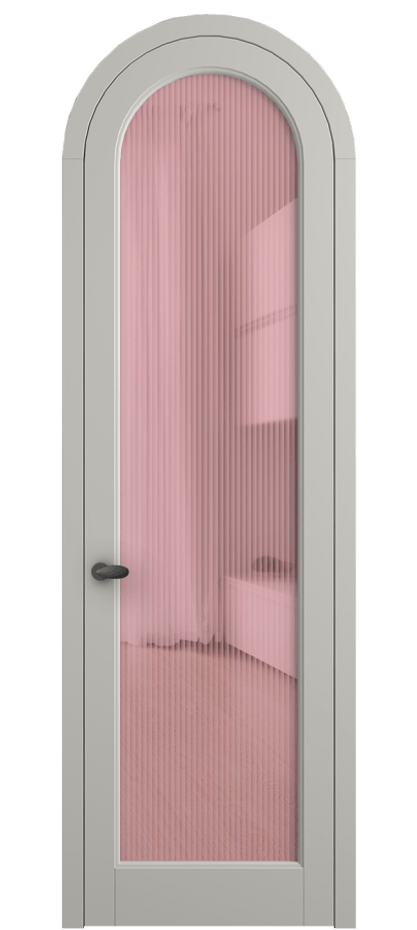 Межкомнатная дверь Палаццо 6814 Матовый тёплый серый Рифлёное розовое стекло "Moru", триплекс Цена 898000 AMD | Volhovec